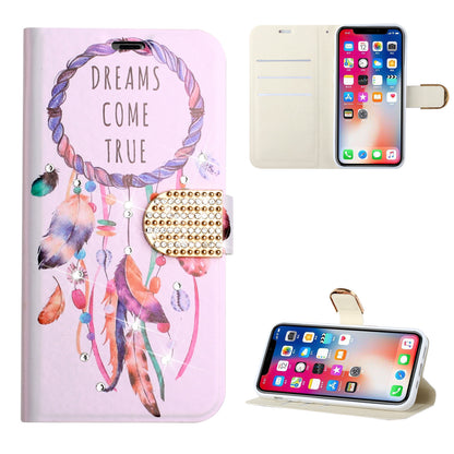 For Motorola Moto G Pure Design Pattern PU Leather Wallet Case 3D Diamond Bling Buckle with Credit Card Slot & Stand Pouch Flip  Phone Case Cover