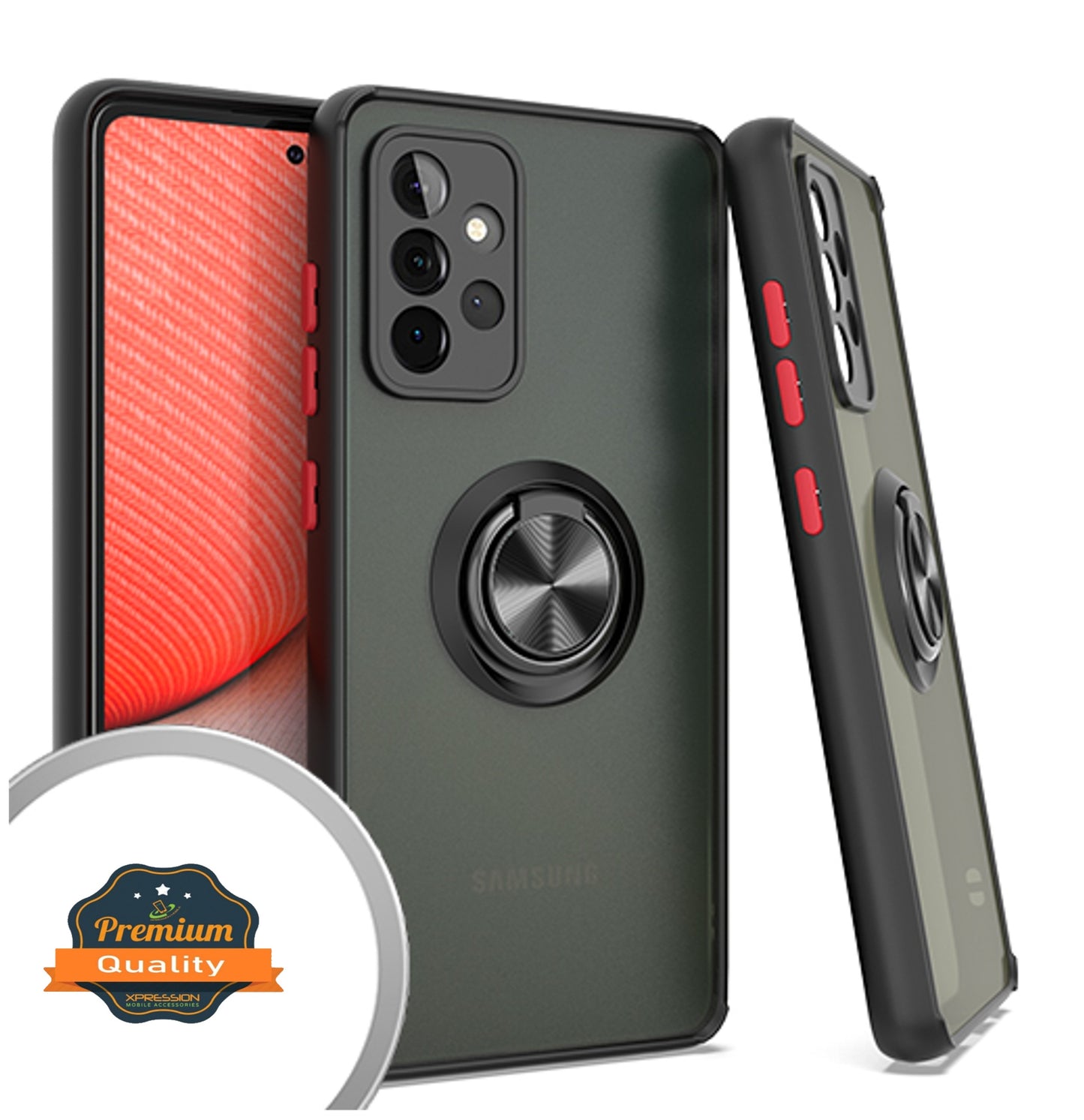For Motorola Moto G Pure Finger Ring Stand Holder Kickstand Hybrid Frosted Matte TPU Hard PC Frame Shock-Absorption Thin  Phone Case Cover