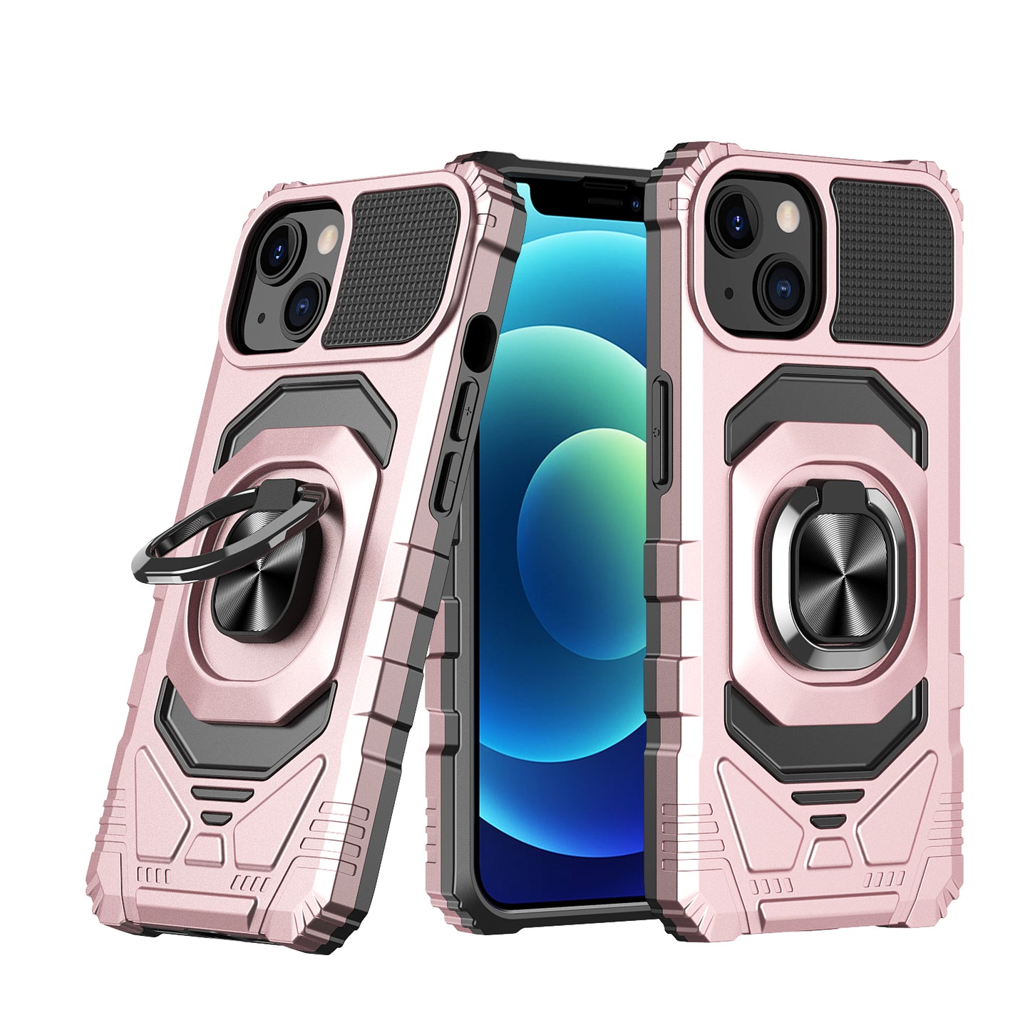 For Apple iPhone 14 Plus (6.7") Hybrid Dual Layer with Rotate Magnetic Ring Stand Holder Kickstand, Rugged Shockproof  Phone Case Cover