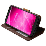 For Alcatel Revvl 2 / 3 / T-Mobile Revvl 2 PU Leather Wallet with Credit Card Holder Storage Folio Flip Pouch Stand Brown Phone Case Cover