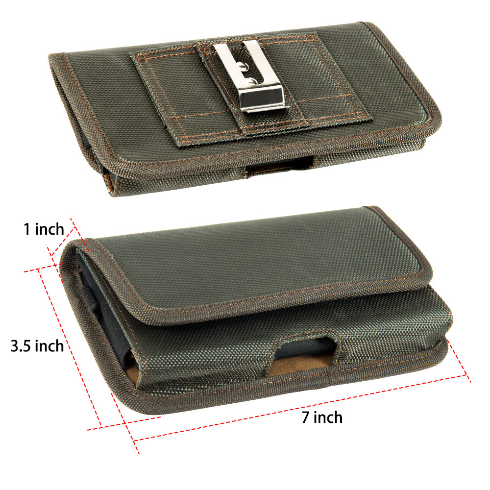 For Samsung Galaxy S22 Ultra Universal Horizontal Cell Phone Case Nylon Holster Carrying Pouch with Belt Clip and 2 Card Slots fit XL Devices 7" [Midnight Green]