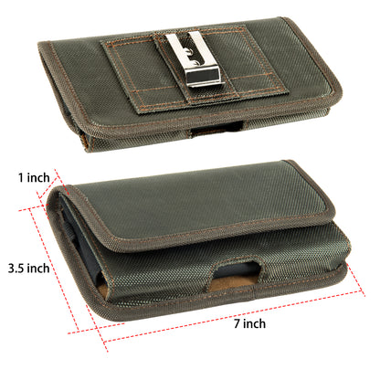 For Samsung Galaxy S22 Ultra Universal Horizontal Cell Phone Case Nylon Holster Carrying Pouch with Belt Clip and 2 Card Slots fit XL Devices 7" [Midnight Green]