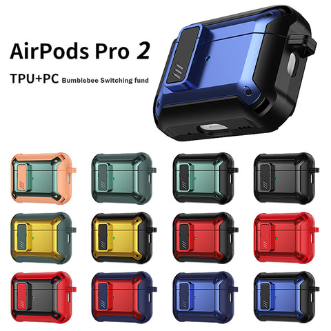 For Apple AirPods Pro 2nd Generation (2022) Tough Armor Protective Hybrid with Carabiner Shockproof Hard Shell
