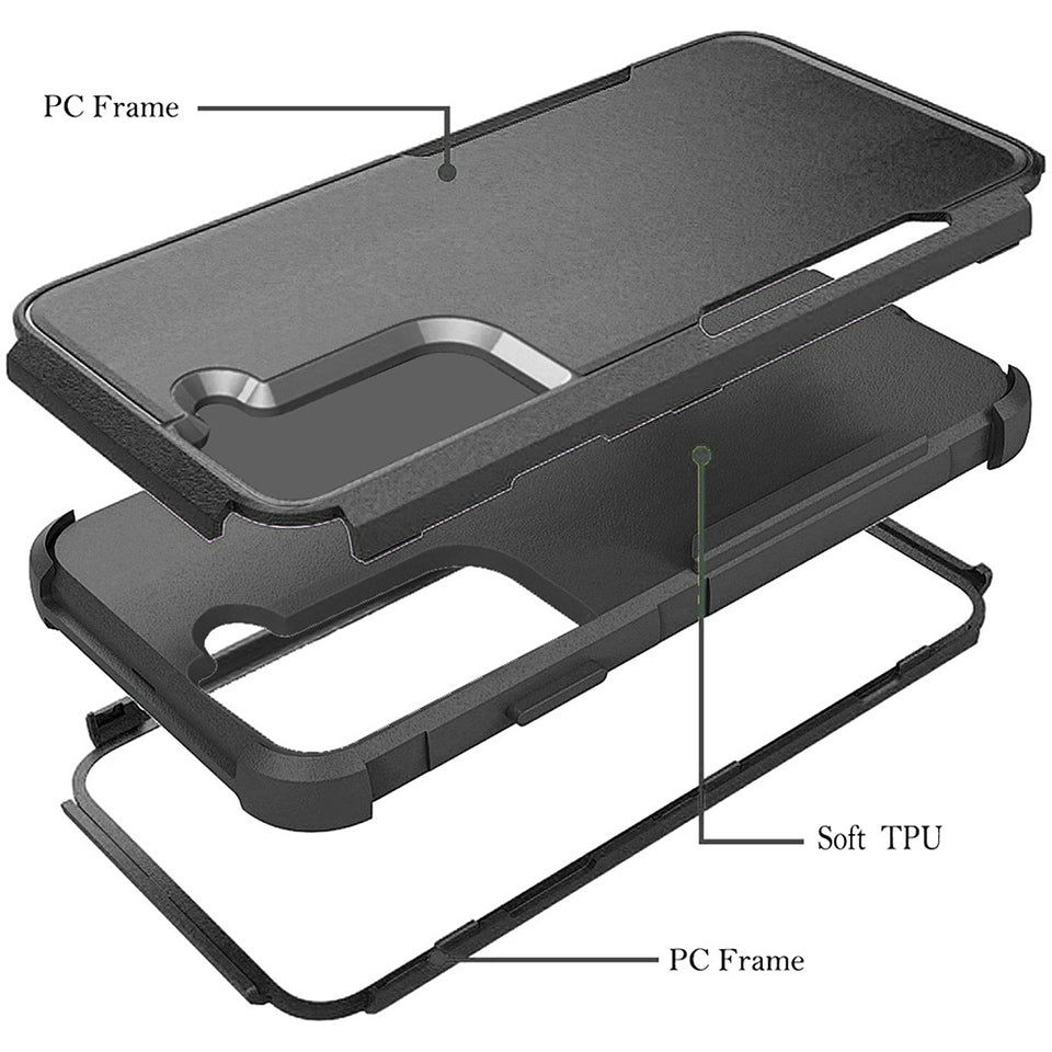 For Apple iPhone XR Hybrid Rugged Hard Shockproof Drop-Proof Protection, Military Grade 2in1 Hard PC Heavy-Duty Armor Black Phone Case Cover