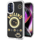 For Motorola Moto G 5G 2022 Smiling Glitter Ornament Bling Sparkle with Ring Stand Hybrid Slim TPU + Hard Back Shell  Phone Case Cover