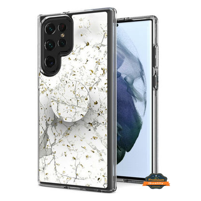 For Samsung Galaxy A32 5G Elegant Pattern Design Glitter Hybrid with Ring Stand Pop Up Finger Holder Kickstand  Phone Case Cover