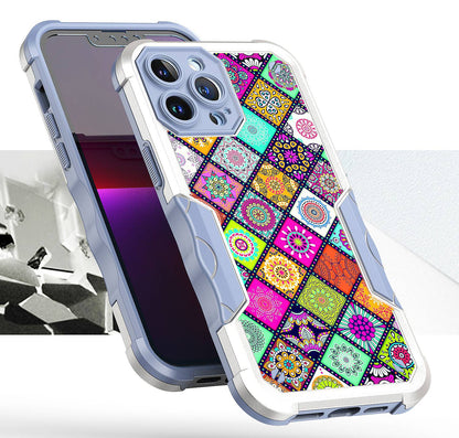 For Apple iPhone 14 Pro Max (6.7") Fashion Design Shockproof Hybrid Stylish Pattern Heavy Duty Rubber Armor  Phone Case Cover