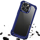 For Apple iPhone 11 (6.1") Hybrid Transparent Rubber Gummy with Metal Buttons Hard TPU Corner Bumper Frame  Phone Case Cover