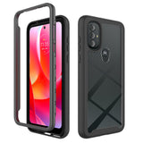 For Motorola Moto G Pure Hybrid Clear Shockproof Dual Layer Protection Hard Rugged PC and Soft TPU Silicone Bumper Frame Back Clear Black Phone Case Cover