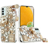For Samsung Galaxy S22 Bling Clear Crystal 3D Full Diamonds Luxury Sparkle Rhinestone Hybrid TPU Protective Ultimate Multi Ornament White Phone Case Cover