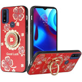 For Motorola Moto G Pure Diamond Bling Sparkly Glitter Ornaments Engraving Hybrid with Ring Stand Holder Rugged Fashion  Phone Case Cover