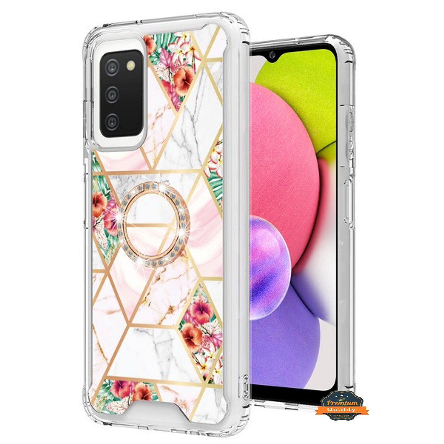 For Apple iPhone 14 /Plus Pro Max Fashion Design Pattern Hybrid Ring Kickstand Bling Diamond Hard PC TPU Protective  Phone Case Cover