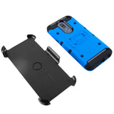 For LG K40 /Harmony 3 Hybrid Armor with Belt Clip Holster Kickstand Hard PC Shockproof &Tempered Glass Screen Protector Blue Phone Case Cover