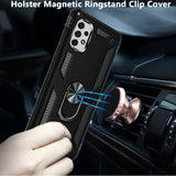 For Samsung Galaxy A53 5G Hybrid Rugged with Belt Clip Holster & Ring Stand Holder Fit with Magnetic Car Mount Shockproof Black Phone Case Cover