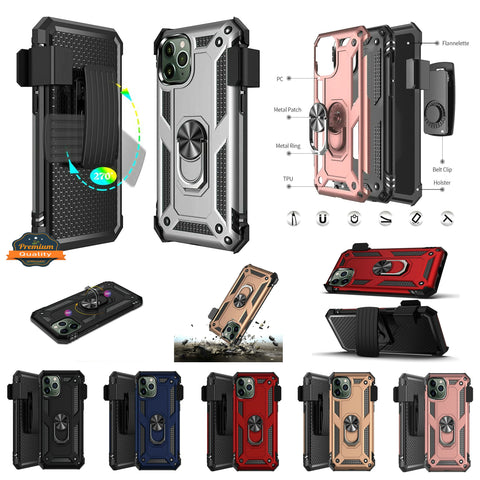 For Apple iPhone 13 /Pro Max Mini Hybrid Rugged with Belt Clip Holster Ring Stand Holder, Military Grade Fit for Magnetic Car Mount Shockproof Hybrid Rugged  Phone Case Cover