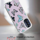 For Motorola Moto G 5G 2022 Stylish Gold Layer Design Hybrid Rubber TPU Hard PC Shockproof Armor Rugged Slim Fit Butterflies Phone Case Cover