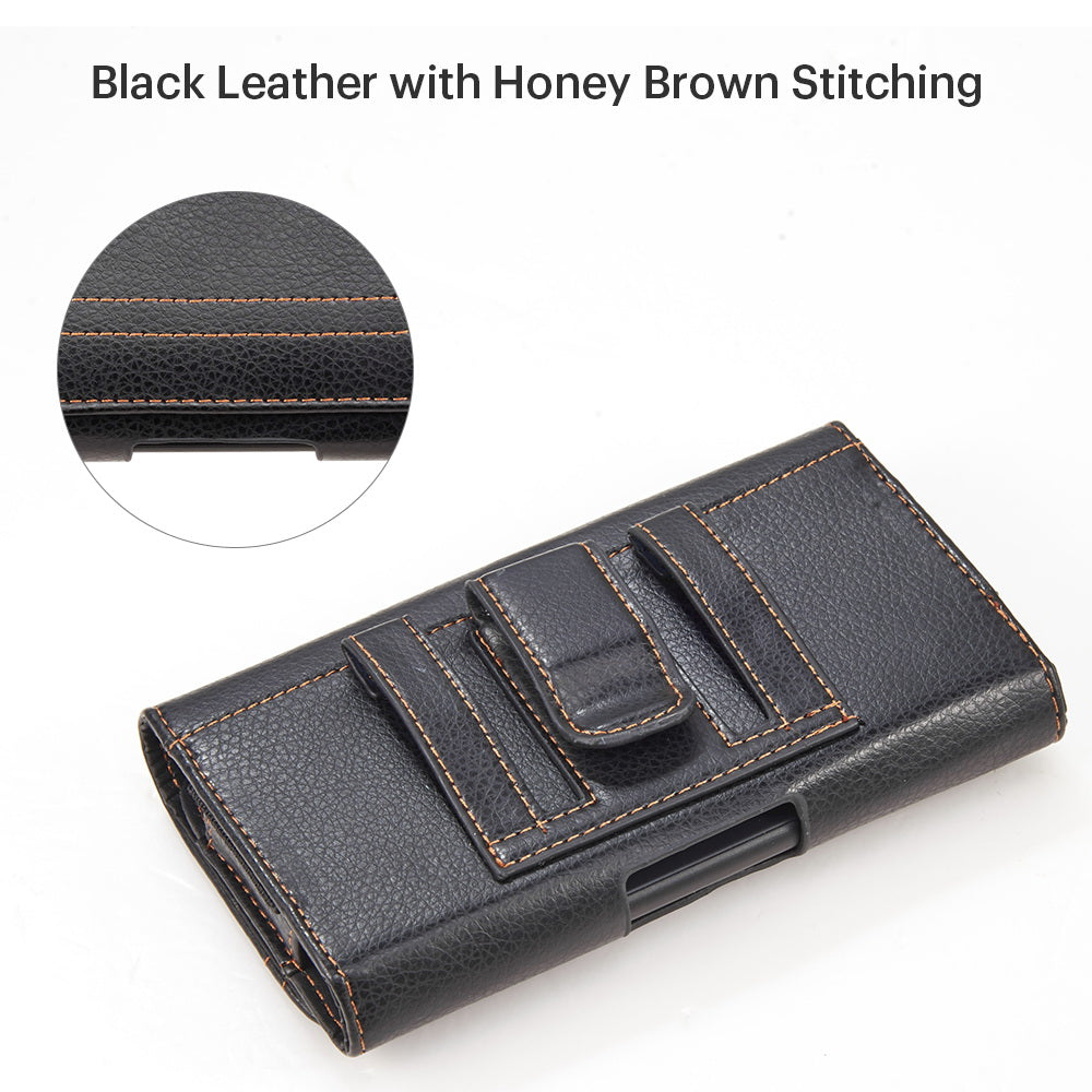 For Nokia C200 Universal Horizontal PU Leather Phone Holster Case with Belt Holder Clip / Loops Pouch Sleeve Carrying Cover [Black]
