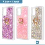 For Boost Mobile Celero 5G Hybrid Glitter Luxury Bling Sparkling Liquid Quicksand Glittering Sparkle TPU Rubber PC with Ring Stand Holder Kickstand  Phone Case Cover