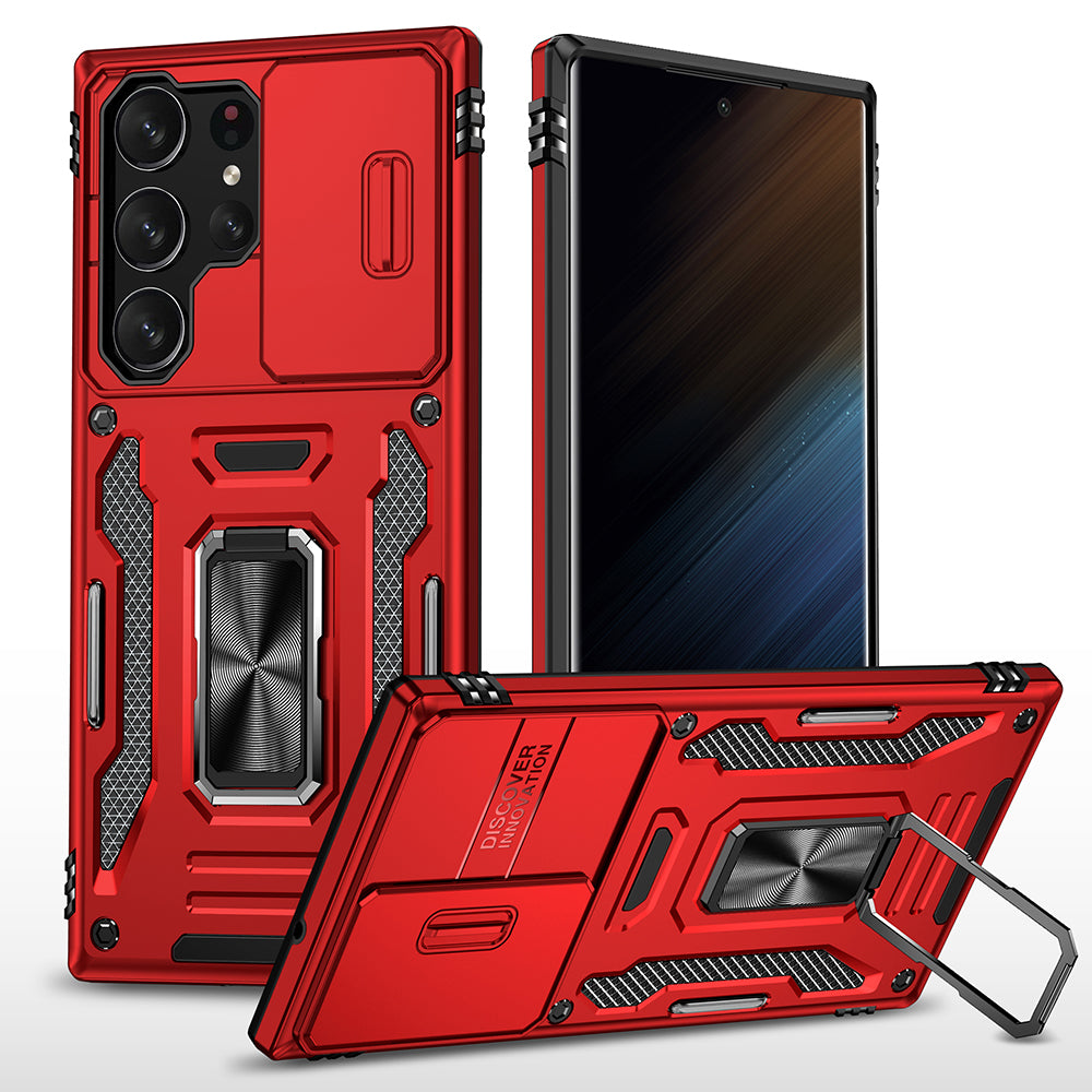 For Samsung Galaxy S23 /Plus /Ultra Hybrid Slide Camera Protection & Built-in 360° Rotate Ring Stand, Heavy Duty Military Grade  Phone Case Cover
