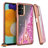 For Samsung Galaxy A53 5G Quicksand Liquid Glitter Bling Flowing Sparkle Fashion Hybrid TPU and Chrome Plating Hard PC  Phone Case Cover