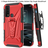 For TCL 20 XE Combo 3 in 1 Rugged Belt Clip Holster Heavy Duty Tuff Hybrid Armor Rugged Hard TPU Rubber with Kickstand Stand  Phone Case Cover