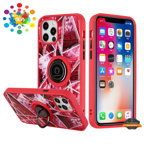 For Apple iPhone 11 (6.1") Marble Pattern Design with Magnetic Ring Kickstand Hybrid Hard Back Shockproof  Phone Case Cover