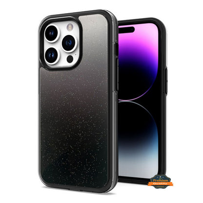 For Apple iPhone 14 /Plus Pro Max Gradient Glitter Bling Hybrid Shockproof Protection TPU Frame and Hard PC Back Slim  Phone Case Cover