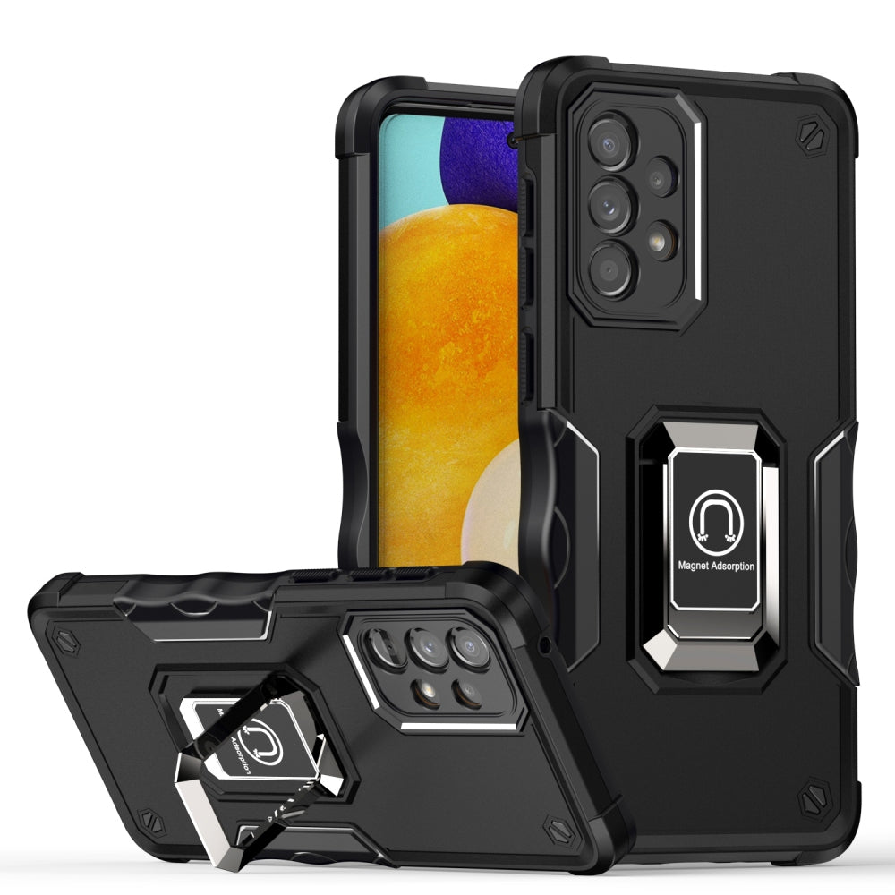 For Samsung Galaxy A33 5G Hybrid Hard PC Soft TPU Bumper with Magnetic Ring Stand Holder Military-Grade Drop Protection  Phone Case Cover