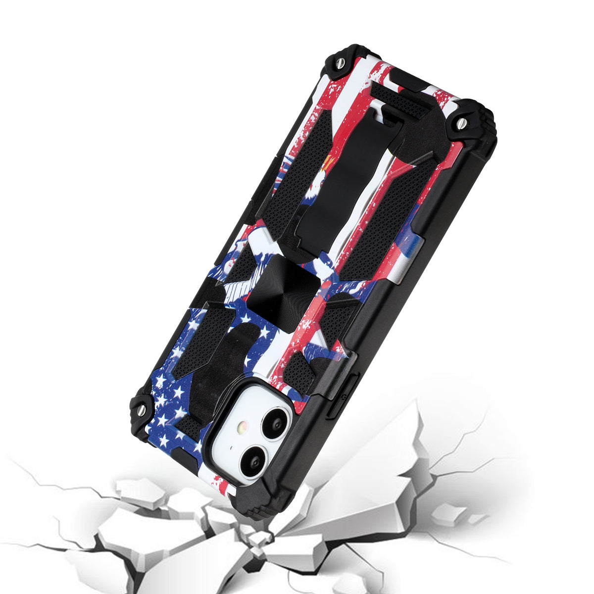 For Apple iPhone 14 Plus (6.7") Heavy Duty Hybrid Camouflage Fold Slide Kickstand [Military Grade] Rugged Protective  Phone Case Cover