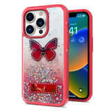For Apple iPhone SE 3 (2022) SE/8/7 Butterfly Smile Glitter Bling Sparkle Epoxy Glittering Shining Hybrid Hard PC TPU  Phone Case Cover