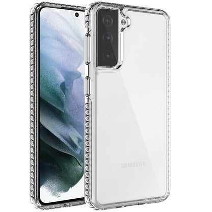 For Samsung Galaxy S22 Crystal Transparent Rugged Shockproof Hybrid PC Colorful Buttons Military Grade Protection Back  Phone Case Cover
