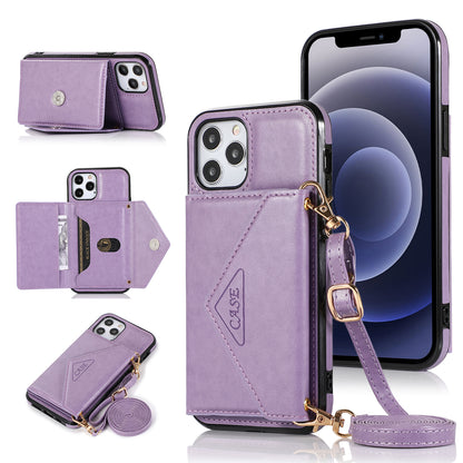 For Apple iPhone 13 Pro Max (6.7") Wallet Case Credit Card ID Holder Lanyard Detachable Neck Strap Flip Slim PU Leather  Phone Case Cover