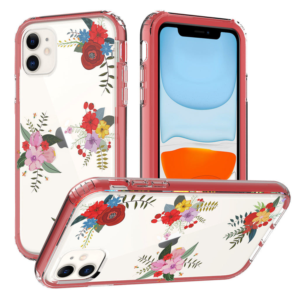 For Apple iPhone 14 (6.1") Beautiful Design 3 in 1 Hybrid Triple Layer Armor Hard PC Plastic Rubber TPU Frame  Phone Case Cover