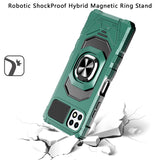 For Samsung Galaxy A23 5G Hybrid Dual Layer with Rotate Magnetic Ring Stand Holder Kickstand, Rugged PC Shockproof Green Phone Case Cover