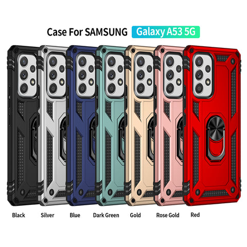 For Samsung Galaxy A53 5G Military Grade Heavy Duty Armor Hybrid with Rotating Metal Ring Kickstand Finger Loop Stand  Phone Case Cover
