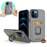 For Apple iPhone 13 /Pro Max Credit Card Holder Slot with Stand Kickstand Ring Hybrid Heavy Duty Defender Armor TPU Military Grade  Phone Case Cover