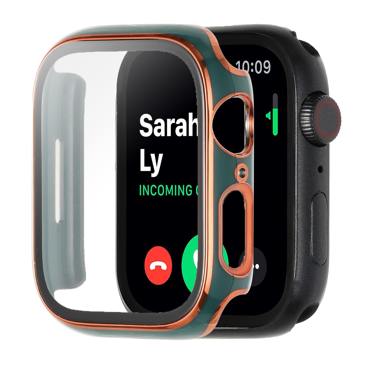 For Apple Watch Series 7/6/SE/5/4/3/2/1 Full Coverage Frame Bumper Chromed with Tempered Glass Screen Protector Hard Cover