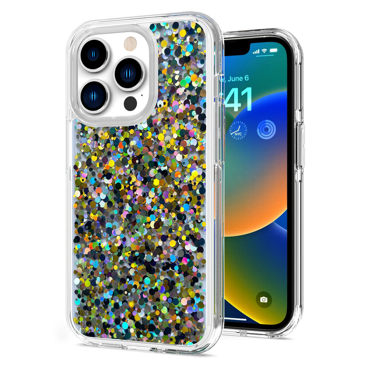 For Apple iPhone SE 3 (2022) SE 2nd/8/7 Colorful Glitter Bling Sparkle Epoxy Glittering Shining Hybrid Hard PC TPU  Phone Case Cover