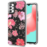 For Samsung Galaxy A33 5G Glitter Floral Print Pattern Clear Design Shockproof Hybrid Fashion Sparkle Rubber TPU Bumper  Phone Case Cover
