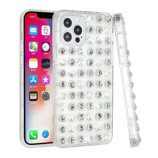 For Apple iPhone 13 Pro Max (6.7") Luxury All Over 3D Diamonds Rhinestone Thick TPU Shiny Bling Glitter Protective Rubber  Phone Case Cover