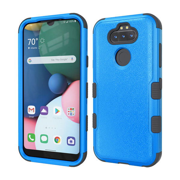 For LG K31 /Aristo 5/Fortune 3/Tribute Monarch / Phoenix 5 Hybrid Three Layer Hard PC Shockproof Heavy Duty TPU Rubber Blue Phone Case Cover