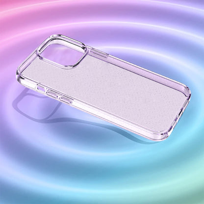 For Apple iPhone 14 Pro Max (6.7") Transparent Glitter Bling Sparkly Hybrid Hard PC Shell & Soft TPU Shock-Absorption Bumper Purple Phone Case Cover
