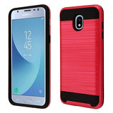 For Samsung Galaxy J3 V /J3 3rd Gen /Galaxy Express Prime 3 Dual Layer Hybrid Armor Rubber TPU Hard PC Shockproof Rugged Texture Red Phone Case Cover