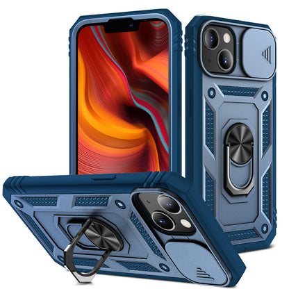 For Apple iPhone 14 (6.1") Hybrid Built-in 360° Rotate Magnetic Ring Stand with Camera Protection Heavy Duty Shockproof  Phone Case Cover