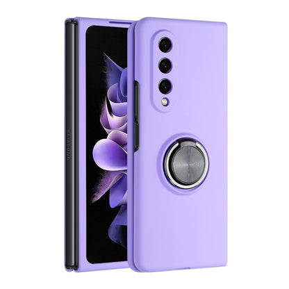 For Samsung Galaxy Z Fold 4 5G Hybrid 360 Rotatable Metal Invisible Ring Stand Holder Fit Magnetic Car Mount Shockproof  Phone Case Cover