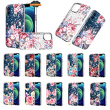 For Apple iPhone 11 /11 Pro Max Slim Hybrid Shiny Glitter Clear Floral Pattern Bloom Flower Design TPU Gel Hard PC Back  Phone Case Cover