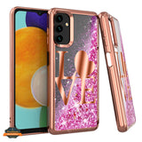 For Samsung Galaxy A13 5G Quicksand Liquid Glitter Bling Flowing Sparkle Fashion Hybrid TPU and Chrome Plating Hard PC  Phone Case Cover