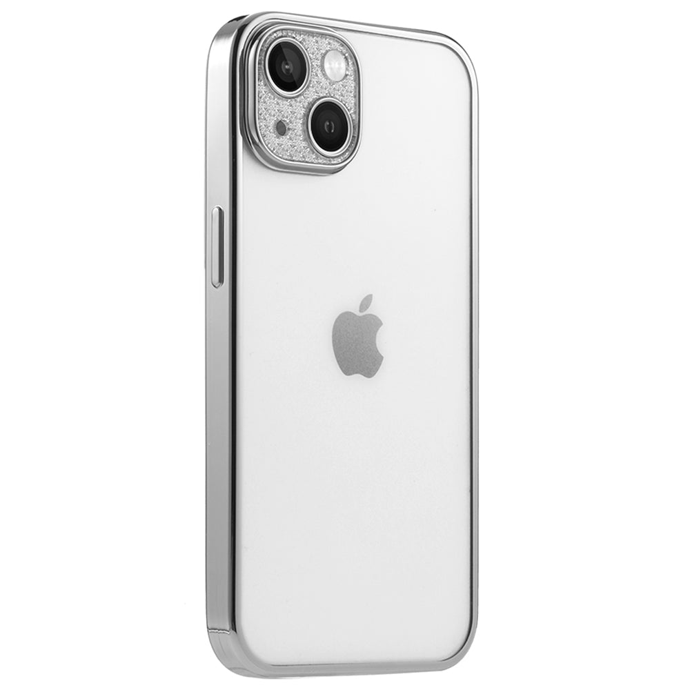 For Apple iPhone 14 /Plus Pro Max Clear Transparent with Color Frame & Diamond Bling Full Camera Lens Raised  Phone Case Cover