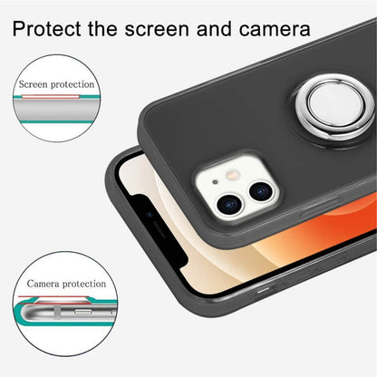 For Apple iPhone 14 (6.1") Rubber Hybrid 360° Ring Holder Stand Kickstand Fit Car Mount Shockproof Bumper Protection  Phone Case Cover
