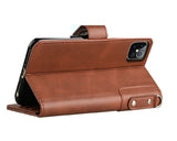 For Apple iPhone 8 Plus/7 Plus/6 6S Plus Wallet Case with Credit Card Holder, PU Leather Flip Pouch Kickstand & Strap Brown Phone Case Cover